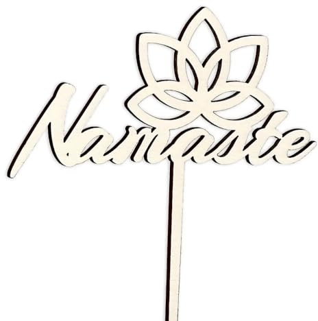 Cake Topper Namaste mit Lotusblüte aus Holz – Perfekte Tortendeko für spirituelle Anlässe, Meditation, Yoga & buddhistische Zeremonien, symbolisiert inneren Frieden, 14x12cm, ideal für Yoga-Liebhaber