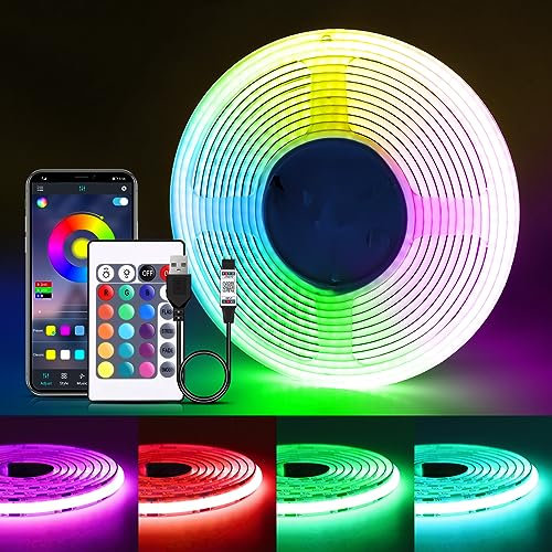 LRGBST 5V USB RGB COB LED Streifen, 2M Dimmable Rgb COB LED band with Bluetooth App und Fernbedienung für Home Dekoration Beleuchtung