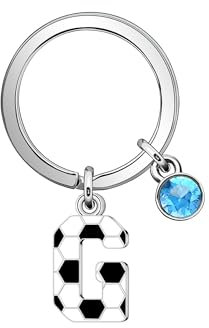 Casxyue Porte-clés avec lettres initiales de football pour femmes, filles, hommes, garçons, avec style de football, porte-clés avec lettre de football, cadeaux de fête, g, 2.3cm