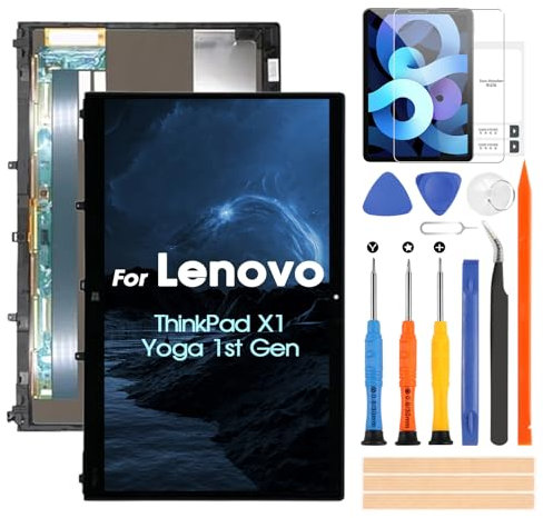 Für Lenovo ThinkPad X1 Yoga 1st / 2nd Gen LCD Bildschirm, Ersatz Bildschirm für ThinkPad X1 Yoga LCD Display Digitazer Full Assembly mit Reparatur-Kit, Schwarz mit Rahmen
