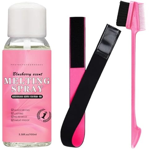Lace Bond Spray - Lace Melting Spray Glue-Less Lace Melting Spray for Wigs - Extra Hold Wig Melting Spray for Closure Extensions - Melting Spray Wig - Natural Forming Edge Band Edge Brush 3.4oz