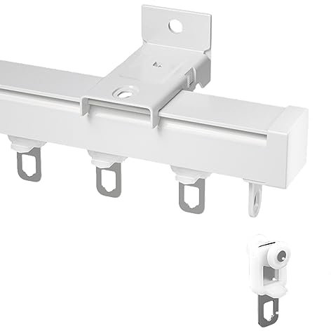 Aluminium Silent Gardinenschienen für schwere Vorhänge Decken-/Wandhalterung Schwerlast Raumteilerstangen mit geraden Schienengleitern stabile weiße Aluminium Vorhangschienen