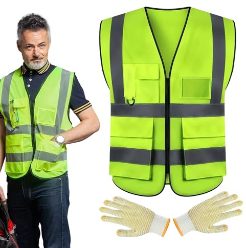 KUBDPQOR Multifunktionale Signalweste - Pinke Weste mit Aufdruck, Größe XL - Weste für Ordnungskräfte, Gelbe Hochsichtbarkeitsweste - Ideal für Bau, Gepäckabfertigung