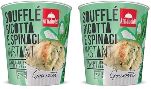 Arnaboldi - Instant Soufflé Ricotta e Spinaci, 40g, Piatti Pronti Senza Glutine con Crema di Riso e Panna, Ideale come Pranzo Veloce o Cena Leggera, Gluten Free, Pronto in Pochi Minuti, 1 Porzione