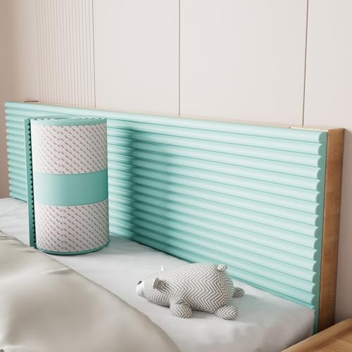 APMOE Wandpaneele Gepolstert für Kinderzimmer - 200 cm Wandpolster Selbstklebend, 1 cm Dick Anti-Kollision Wandkissen Bett Kopfteil, Polsterpaneel Wand Wandschutz Bett für Kinder(Grün,20x200cm)