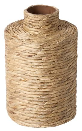 Water Hyacinth Flower Vase Hand Woven Rustic Style Decorative Tabletop Centerpiece Floor Vase Summer Home Decor Gift