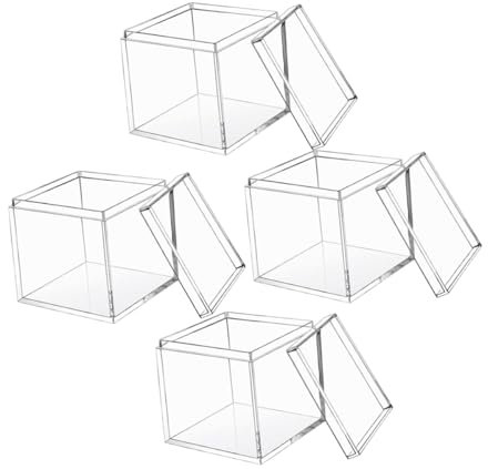 CAXUSD 4stücke Transparente Boxen Mit Deckel Für Schmuck Süßigkeiten Und Deko Vielseitige Aufbewahrungslösungen Für Partys Und Zuhause Quadratisch