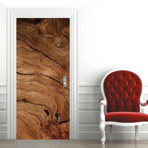 Adesivi per Porte Interne 80x210 di Legno Adesivo Porta Effetto Legno 3D Pellicola Adesiva Carta Da Parati Soggiorno Bagno Autoadesivo Porta Murale Decorazione M0353