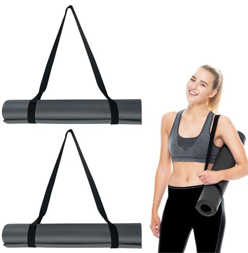 LUFFLOK 2 Stück Schwarze Yogamatte Tragegurte, Verstellbare Haltbare Schlinge, Passend für Alle Matte Größen, Feststehender Yoga Gurt für Pilates, Fitness und Outdoor-Aktivitäten (2 Stück)