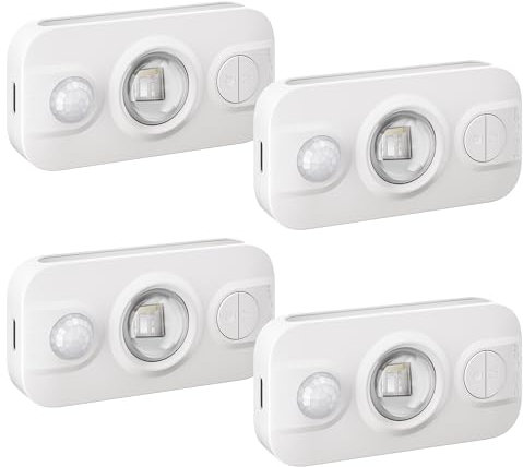 JACKYLED Nachtlicht mit Bewegungsmelder, 4 Stück Wiederaufladbares LED-Nachtlicht mit 9 Lichtmodi, Magnetbefestigung und USB-C-Aufladung – Ideal für Schlafzimmer, Treppen und Flure