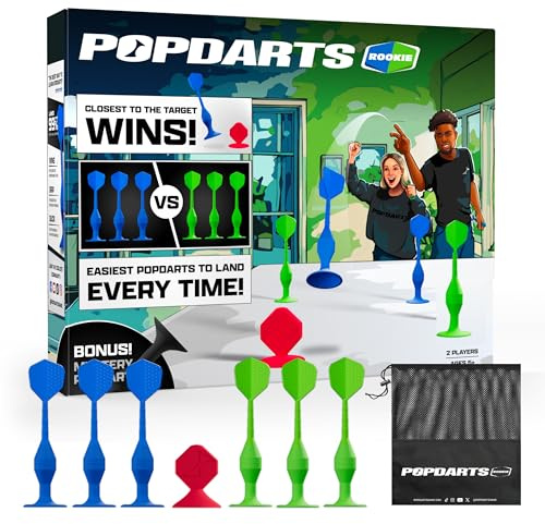 Popdarts Game Rookie Pack – Beginner-Friendly Suction Cup Dart Game for Kids, Families, and New Players | Indoor & Outdoor Target Toss Game | Fast Setup, Durable, Simple Rules, and Fun for All Ages!