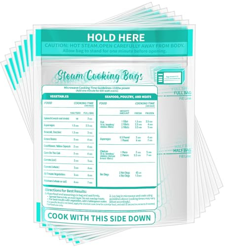 Resurhang 50 Pcs Microwave Steam Bags Reusable for Cooking Vegetables | Zipper Seal, Meat Potatoes Seafood, Quick Healthy Steaming, Preserves Nutrients Vitamins, Meal Prep