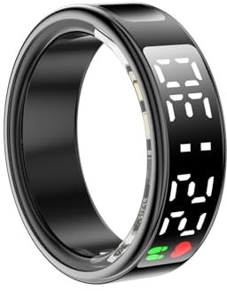 Smart Ring, Smart Ring with Time Display for Women Men Heart Rate Blood Oxygen Sleep Health Ring Monitor Waterproof Fitness Tracker Calories Step Counter, Black #11