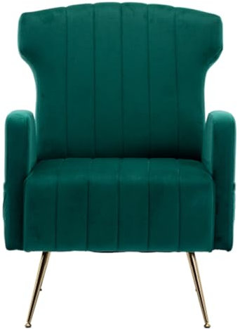 Samt Wingback dekorativen Stuhl mit Metallic Gold Beinen Grün