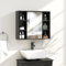 HOMCOM Armoire Murale, Meuble Salle de Bain avec Miroir, Miroir Salle de Bain avec Rangement, Placard à Portes et 6 Compartiments Ouverts, 60 x 14,5 x 49,4 cm, Noir
