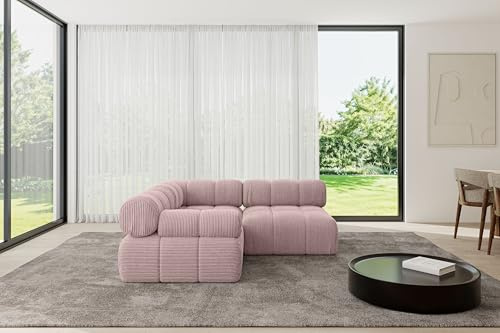ALTDECOR Modulares Sofa Ecksofa in L-Form Corner modular Sofa Eckcouch Couch Wohnlandschaft Cauchsofa Polstersofa Mende-L1-190x190x70 cm Rosa