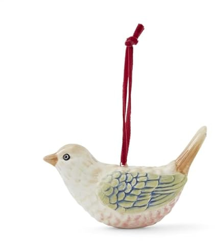 Spode Morris and Co Strawberry Thief Hanging Bird Ornament 6x9cm