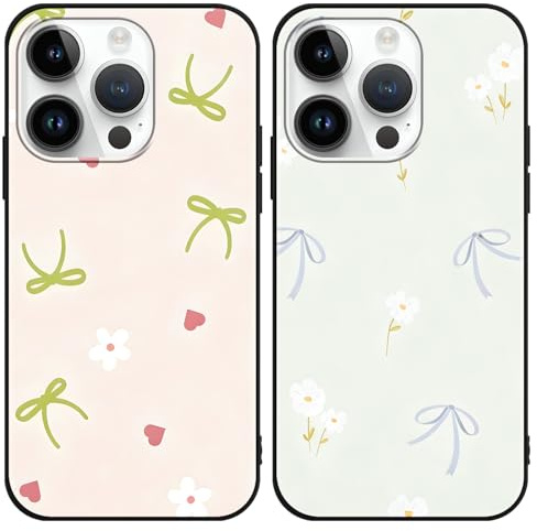 Omyzo 2 Stück HandyHülle für Huawei P20 Lite Hülle 5,84, Aesthetic Blau Grün Schleifen Blume Niedlich Muster, Weich Slim Silikon Süßes Motiv Stoßfest Schutzhülle für Mädchen Frauen, Schwarz