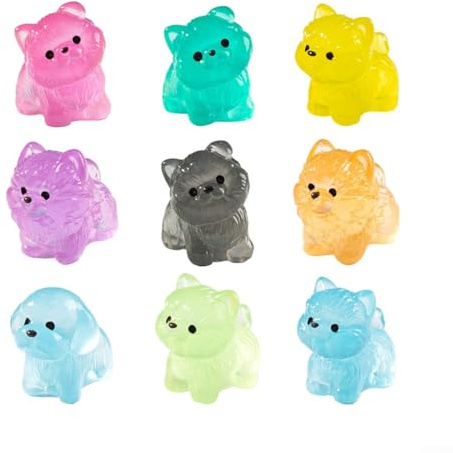 FACAIIO 32 Pcs Glow in the Dark Mini Dog Figures, Resin Animal Figurines for DIY Home Decor, Garden, Dollhouse Party Decoration