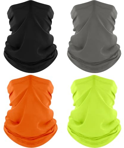 ROXUN 4 Pack Multifunctional Headwear, UV Protection Neck Gaiter Snoods | Stretch Moisture Wicking, UPF 50, Wind Dust Shield, Unsiex, 95% Polyester 5% Spandex