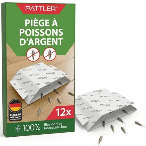 Pattler Trampa Adhesiva para Pececillos de Plata con Ventanas de Inspección - Solución Sin Veneno, Captura Eficaz para Baño, Cocina y Sótano - 12 Unidades
