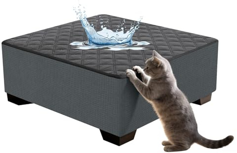 VFGFDJNDFX Hockerbezug Rechteckig XL Wasserdicht Ottomane Schonbezug Mit Elastischer Unterseite Hocker Bezug Für Sitzhocker Kratzfest Hund Katze Fußhocker Überzug Waschbar Grau