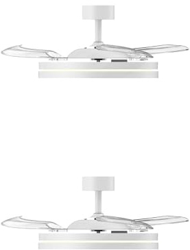 ADANITY Pack 2 Ventiladores de Techo con Luz LED - Motor DC Silencioso 24V - 6 Velocidades con Mando - 3240 Lúmenes - Diámetro 50 cm - Diseño Blanco Minimalista - Eficiencia Energética Clase A++