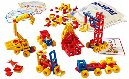 Plasticant Mobilo Konstruktions-Set I, 192 Teile - Kreatives Konstruktionsspielzeug made in Germany - bauen, spielen, lernen für Kinder 3 - 8 Jahre, Rot, Gelb, Blau