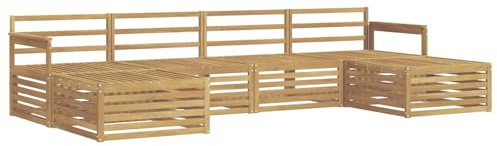 vidaXL Sofagarnituren 6 pcs Weiß Massivholz Akazie, Akazienholz Sofa-Set, modulares Design für die Lounge im Freien, Bequeme Loungemöbel für den Garten