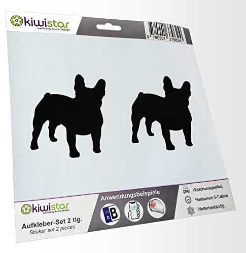 hauptsachebeklebt - 2X Kennzeichenaufkleber -Französische Bulldogge Hund Aufkleber für Auto, Laptop, Fahrrad, LKW, Motorrad Mehrfarbig JDM Decal Racing