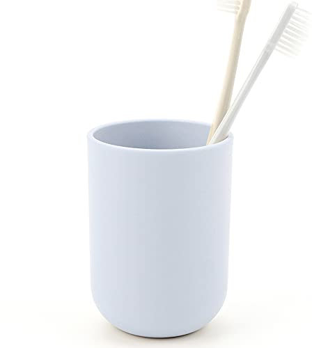 Tumbler Toothbrush Holder Plastic Cups Bathroom Tidy Razor Holder Toothpaste Holder Small Makeup Brush Holder Small Bathroom Cup Travel Camping Portable Reusable Storage Cups 350ml (Gray blue)