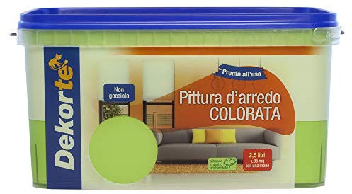 GDM - Peinture d'ameublement colorée, peinture à l'eau super couvrante, Dekortè, couleur : pomme verte, 2,5 l