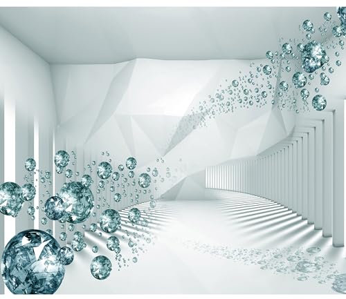 decomonkey Fototapete 3d Effekt Abstrakt 350x256 cm XL Tapete Fototapeten Vlies Tapeten Vliestapete Wandtapete moderne Wandbild Wand Schlafzimmer Wohnzimmer Diamanten Modern