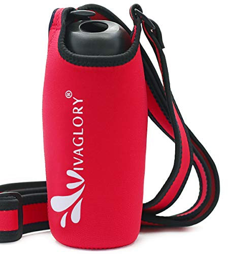 VIVAGLOR Water Bottle Carrier, Lightweight Comfortable Neoprene Water Bottle Holder Bag for Daily Walking, Hiking and Other Outdoor Activities, Fits 8-9CM Diameter, Red