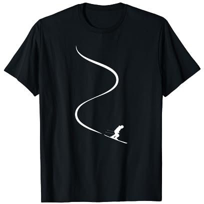 Skifahrer zieht Spur hinter sich durch Powder Tiefschnee T-Shirt