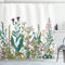 ABAKUHAUS Frühling Duschvorhang, Wildflower Arrangement, Stoffliches Gewebe Badezimmerdekorationsset mit Haken, 175 x 180 cm, Weiß und Mehrfarbig