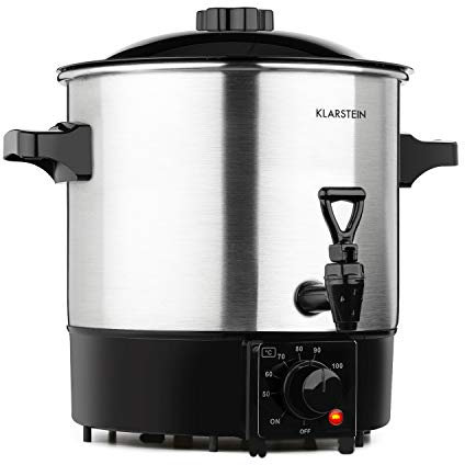 KLARSTEIN Biggie Eco Pastorizzatore - Distributore Bevande, 1000W, 30-100 °C, Volume 9 Litri, Rubinetto, Illuminazione di Controllo pilota, incl. Griglia di Inserimento
