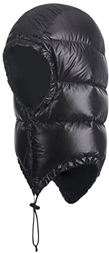 Tapasimme Winter Warm Daunenkappe Ultraleichter winddichter Schlafsack Outdoor Camping Wasserdichter Daunenhut mit Kompressionsaufbewahrungstasche (Dunkel Schwarz)