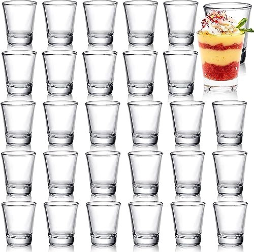 Tebery 30 Stück 6cl Schnapsgläser aus Glas, 2 oz Tequila Shotgläser Set mit schwerem Boden, Transparent, Rund Kognakgläser, Shotgläser Set für Tequila Wodka