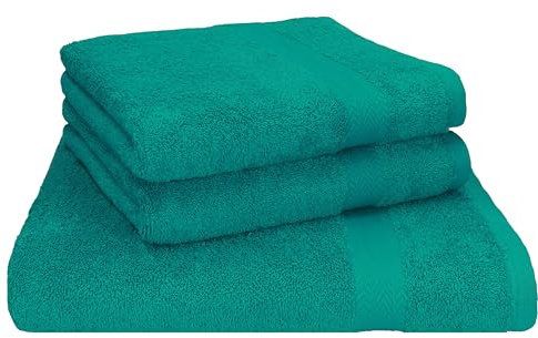 Betz 3-TLG. Saunatuch Set Badetuch Saunatücher Handtuch Premium Frottee 1 Saunatuch 70 x 200 cm 2 Handtücher 50 x 100 cm Farbe smaragdgrün