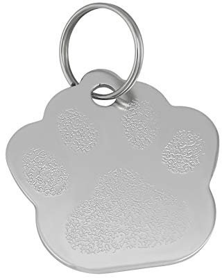 Hanessa Personalisierte Hundemarke mit Gravur Silber Pfote Zinklegierung 33x35 mm | Halsband Anhänger Hund Gravur | Namensschild Hundehalsband personalisiert