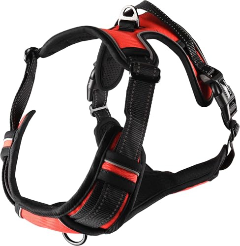 Flamingo Hundegeschirr - hundegeschirr Grosse Hunde - 46–76cm A. Brust / 80–105cm B. Bauch Harness Balou Rot XL