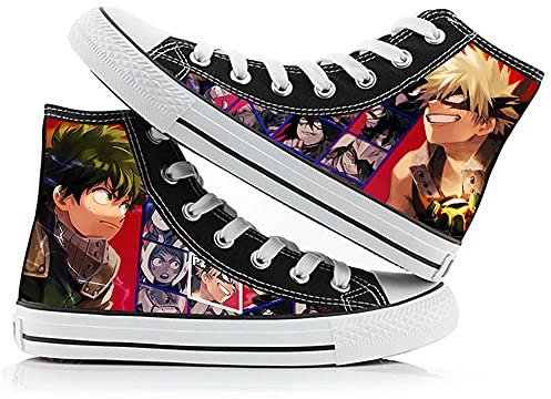 Zhongkaihua Unisex My Hero Academia Canvas Shoes High-Top Shoes Boku No Hero Academia Izuku Midoriya Katsuki Bakugo Shoto Todoroki Cosplay Casual Lace Up Sneakers für Anime-Fans
