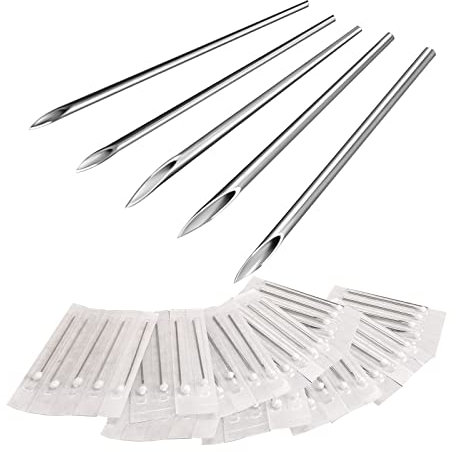 ATOMUS 50PCS Body Tattoo Piercing Needles Stainless Steel Sterile 12G 14G 16G 18G 20G Disposable Ear Nose Navel Nipple Lip Piercing Needles