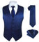 Enlision Anzugweste Blau Herren Hochzeit Paisley Westen & Krawatte Einstecktuch Party Floral Jacquard Anzug Weste Set M