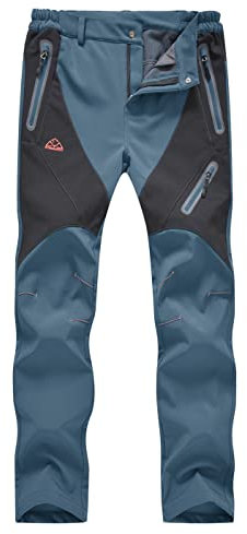 donhobo Damen Wanderhose Wasserdicht Softshellhose Outdoorhose Winddicht Warm Gefüttert Winter Skihose Snowboardhose Trekkinghose Funktionshose Grau Blau M