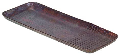 LOLAhome Bandeja Rectangular de Aluminio Bronce Envejecido de 32x12 cm