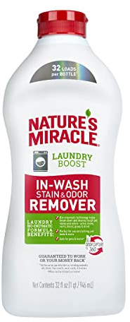 Nature’s Miracle Laundry Boost In-Wash Stain and Odor Remover, Laundry Stain and Odor Removing Additive For All Machines, Spray, 32 oz