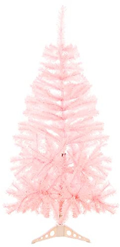 Árbol de Navidad Artificial Rosa Abeto de Hoja Espumillón con Base Plástico Duradero Decoración Navideña - 120cm, 250 Puntas/Ramas