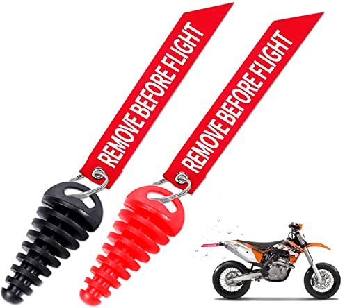 SUpoetry 2 Pezzi Tappo Scarico Moto, Tappo del Tubo Scarico Della Marmitta a Due Tempi, Tappo Del Silenziatore di Scarico, 15-38 mm Tappo di Scarico Motociclo per Moto, Fuoristrada(Nero & Rosso)